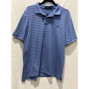 Polo Ralph Lauren Men's XL Blue Striped Custom‎ Slim Fit Polo Shirt